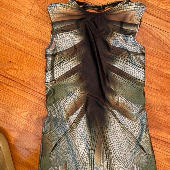 DanceInked Metamorphosis Sleeveless Circle Back Unitard –Child XL- Green (Moss) - Picture 3 of 10